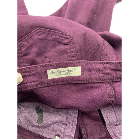 AG Adriano Goldschmied Women’s 27R The Stevie Ankle Slim Straight Jeans Burgundy - Picture 4 of 8